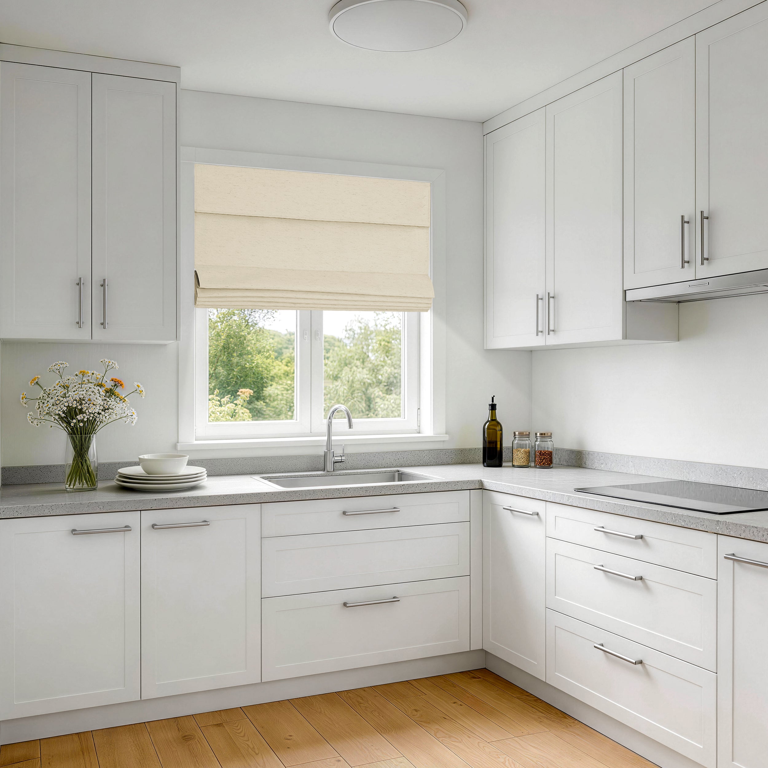 No Drill Linen Blackout Roman Shades | Minimalist