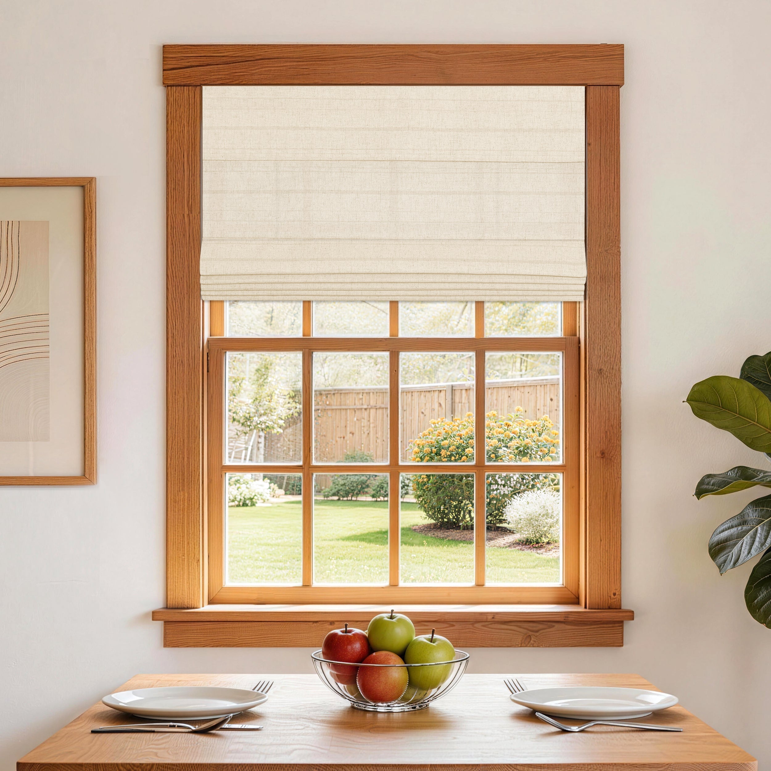 No Drill Light Filtering Faux Linen Roman Shades | Farmhouse