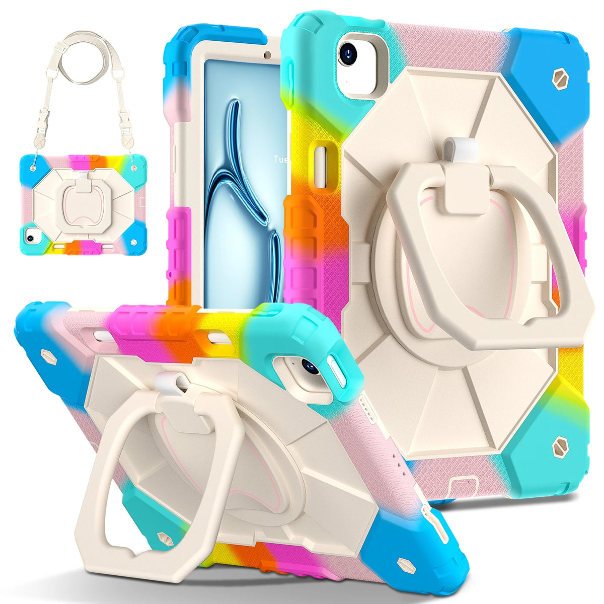 Armor Stand Shockproof Tablet Case For iPad Air 5 Air 6 A16 11th M3 Pro 11 12.9 13 10 Gen 10.5 10.2 9th 8th 6th 5th 9.7 Mini 7 6