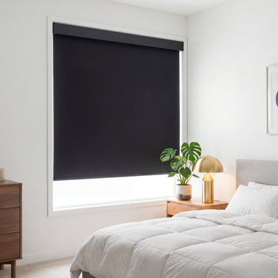 No-Drill Blackout Roller Shades with Fabric Valance
