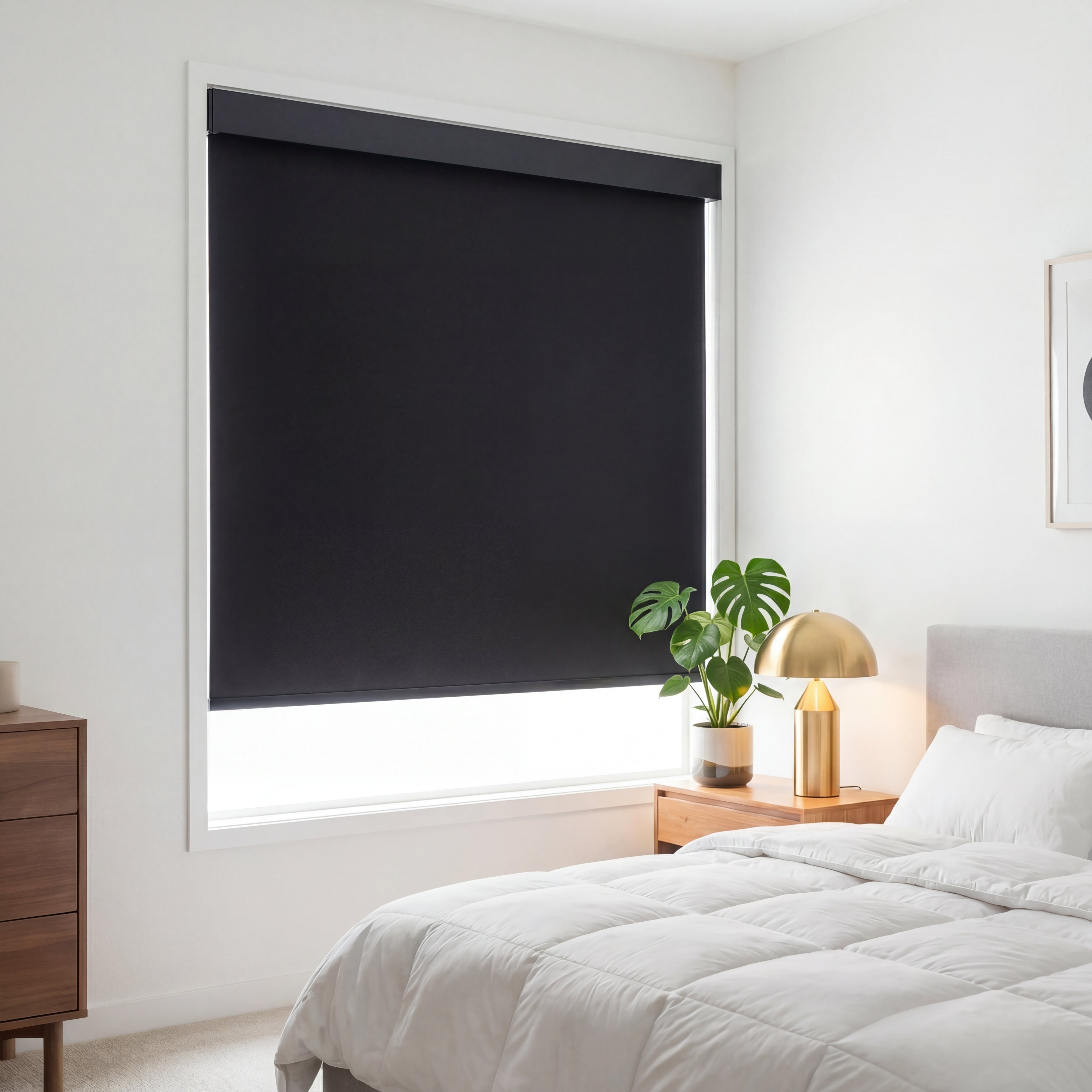 No-Drill Blackout Roller Shades with Fabric Valance