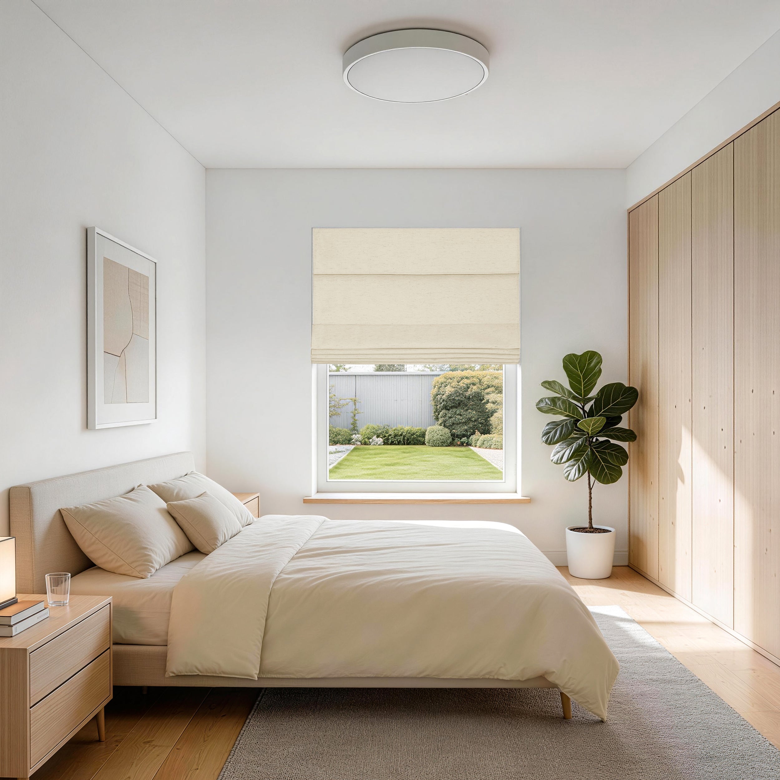 No Drill Linen Blackout Roman Shades | Minimalist