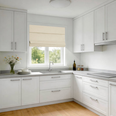 No Drill Linen Blackout Roman Shades | Minimalist