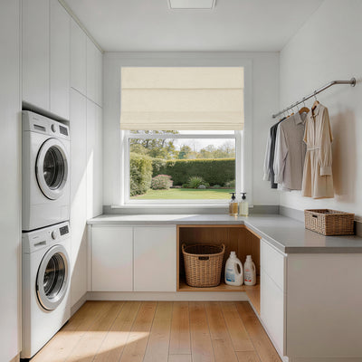 No Drill Linen Blackout Roman Shades | Minimalist