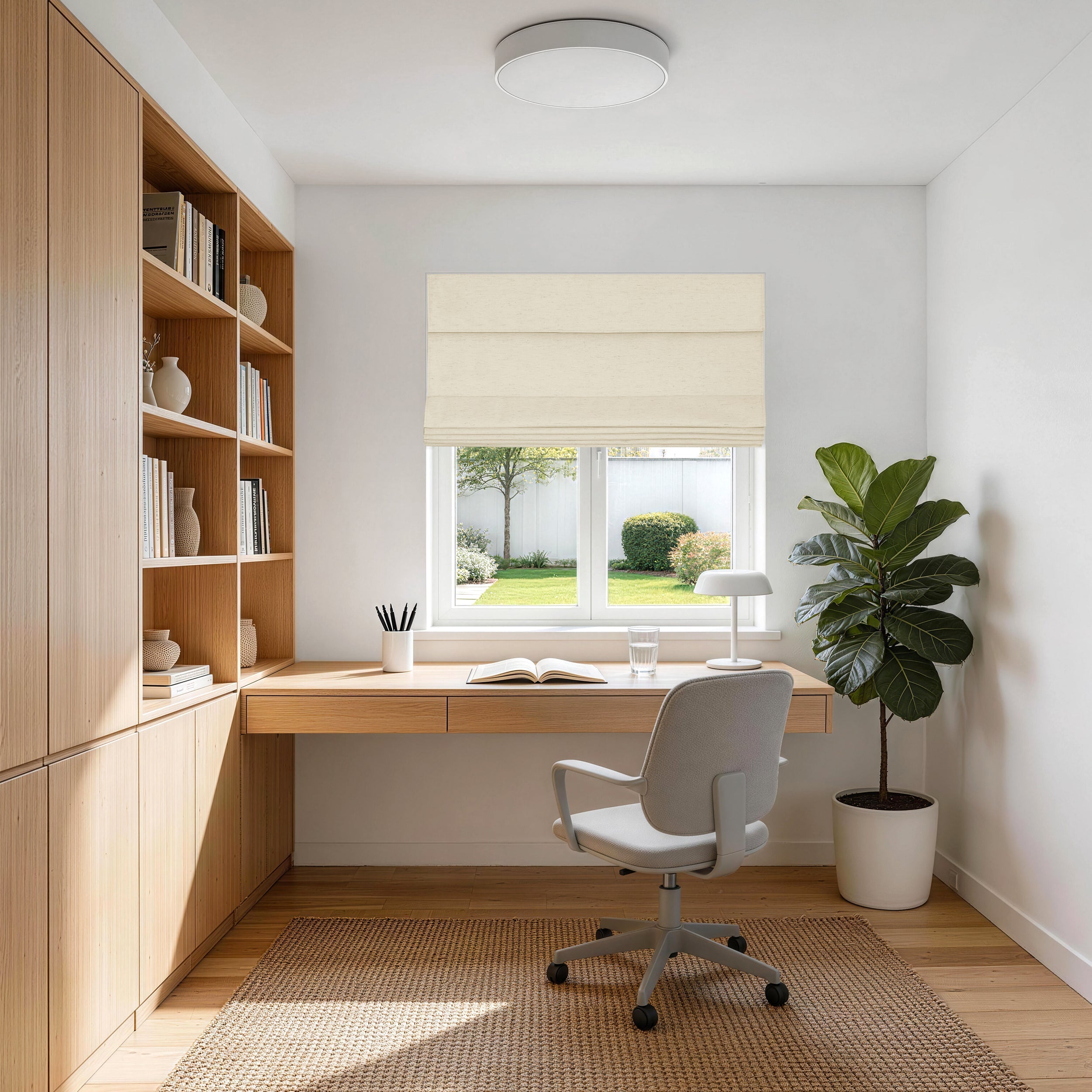 No Drill Linen Blackout Roman Shades | Minimalist
