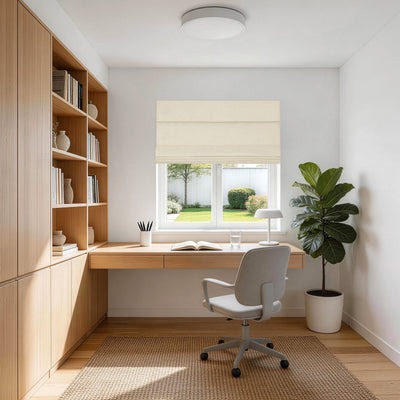 No Drill Linen Blackout Roman Shades | Minimalist