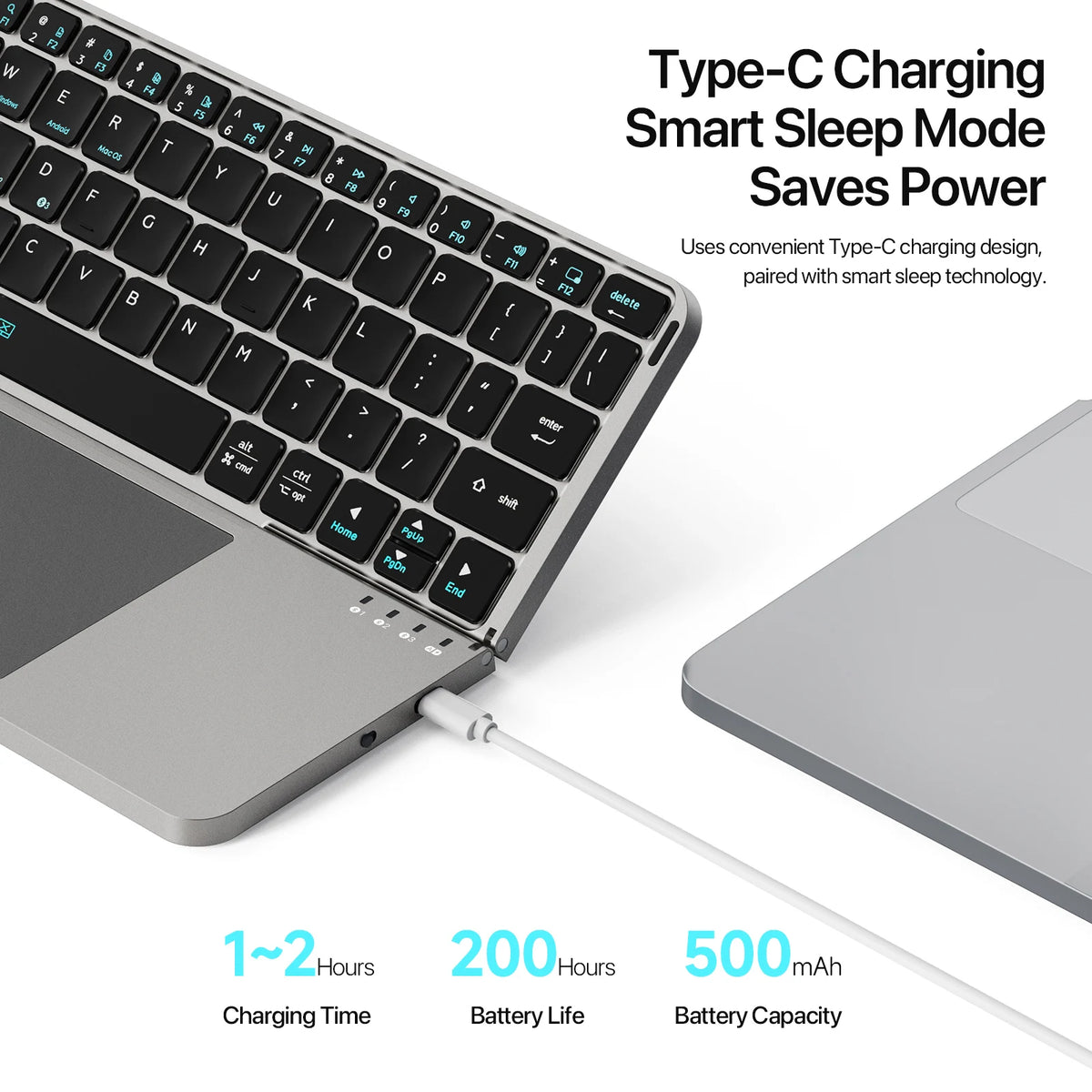 Astra Tech™- Premium Aluminum Alloy Wireless Foldable Bluetooth Keyboard with Touchpad