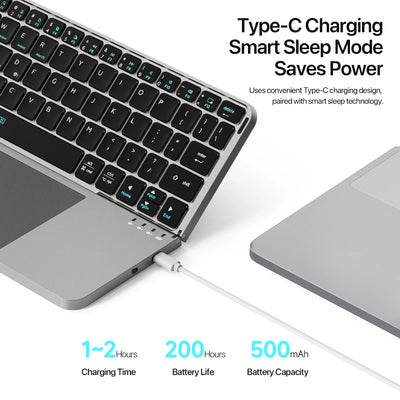 Astra Tech™- Premium Aluminum Alloy Wireless Foldable Bluetooth Keyboard with Touchpad