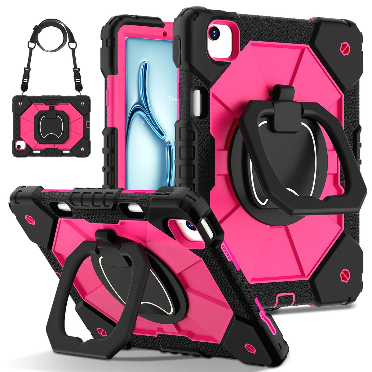 Armor Stand Shockproof Tablet Case For iPad Air 5 Air 6 A16 11th M3 Pro 11 12.9 13 10 Gen 10.5 10.2 9th 8th 6th 5th 9.7 Mini 7 6