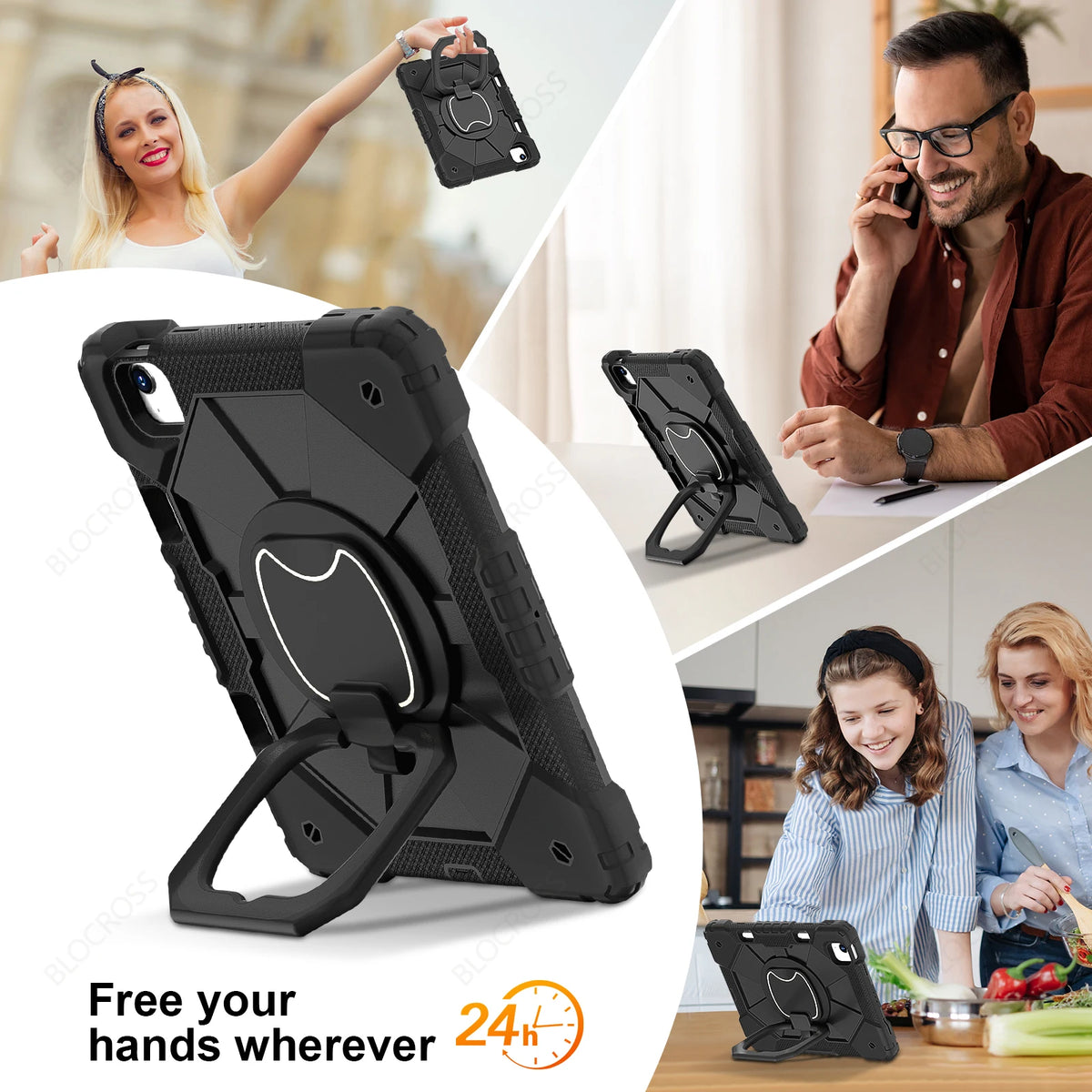 Armor Stand Shockproof Tablet Case For iPad Air 5 Air 6 A16 11th M3 Pro 11 12.9 13 10 Gen 10.5 10.2 9th 8th 6th 5th 9.7 Mini 7 6
