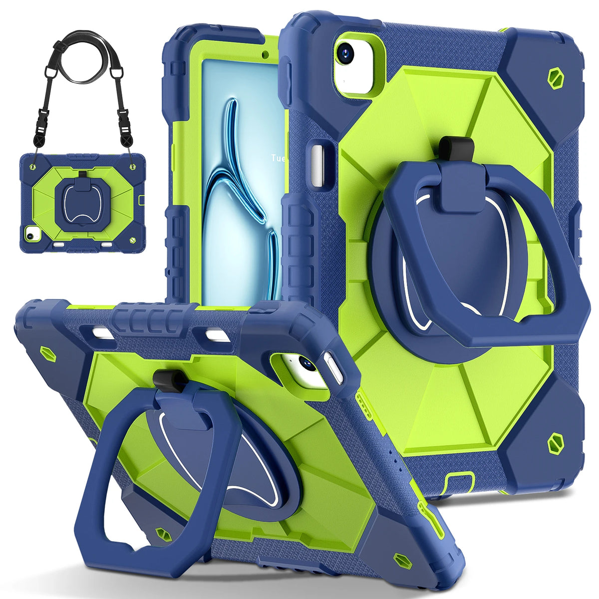 Armor Stand Shockproof Tablet Case For iPad Air 5 Air 6 A16 11th M3 Pro 11 12.9 13 10 Gen 10.5 10.2 9th 8th 6th 5th 9.7 Mini 7 6