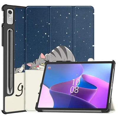 For Lenovo tab P12 12.7 2023 Case Magnetic Tri-Folding PU Leather Stand Tablet Cover for Xiaoxin Pad Pro 12.7 12 7 inch TB371FC